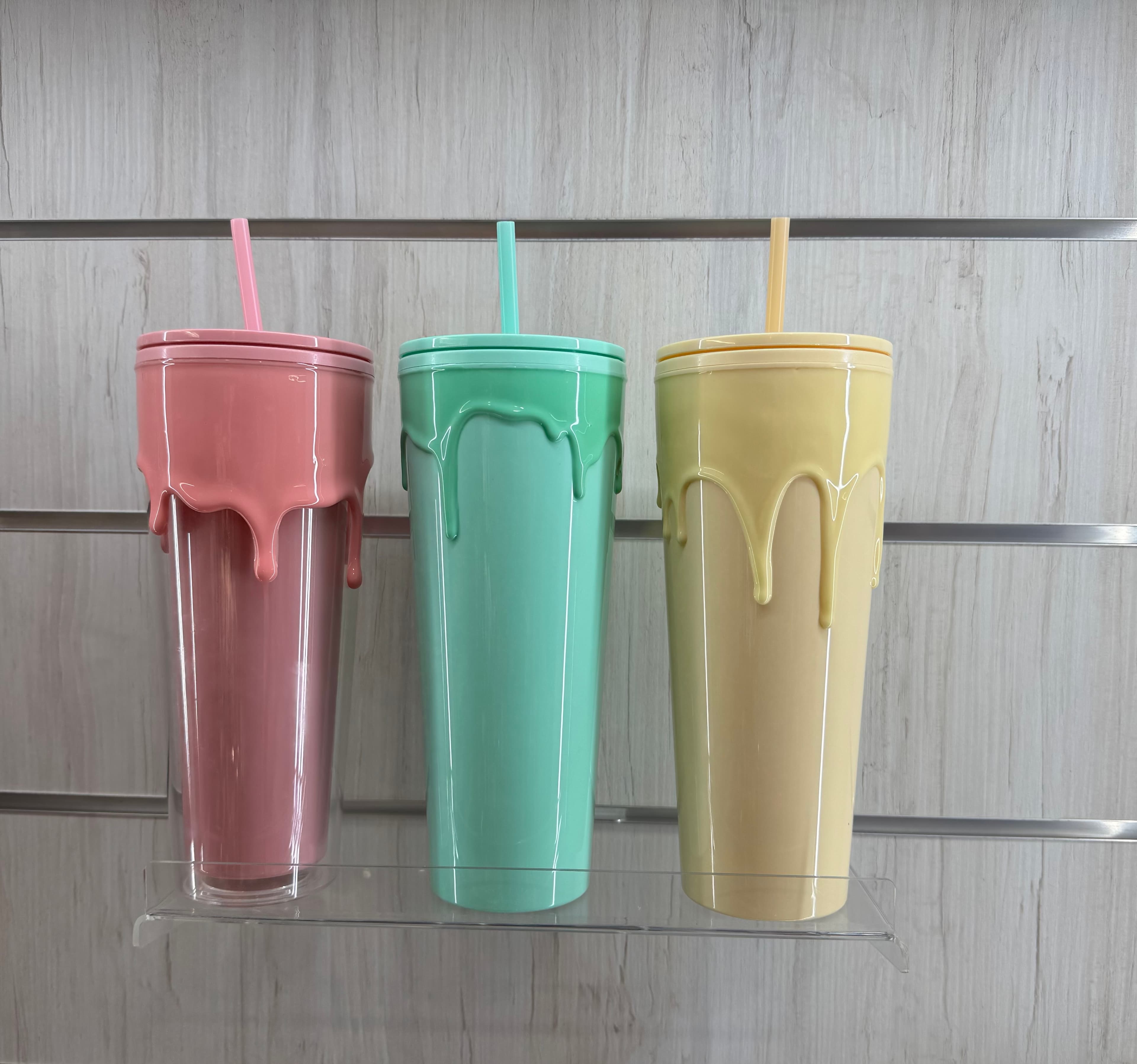 COPO DE PAREDE DUPLA COM PALHINHA MILKSHAKE 710 ML