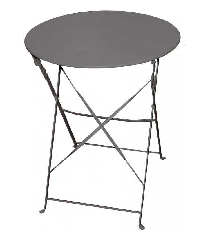 MESA DE JARDIM  REDONDA DOBRÁVEL CINZA ESCURO