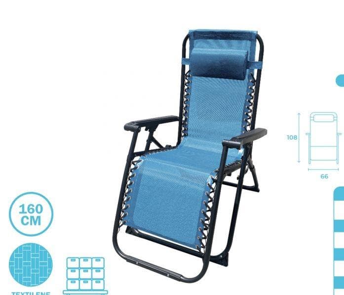CADEIRA DE AÇO DOBRÁVEL COM ALMOFADA AZUL