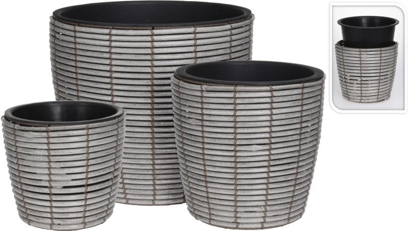 VASO REDONDO POLYRATAN CINZA L