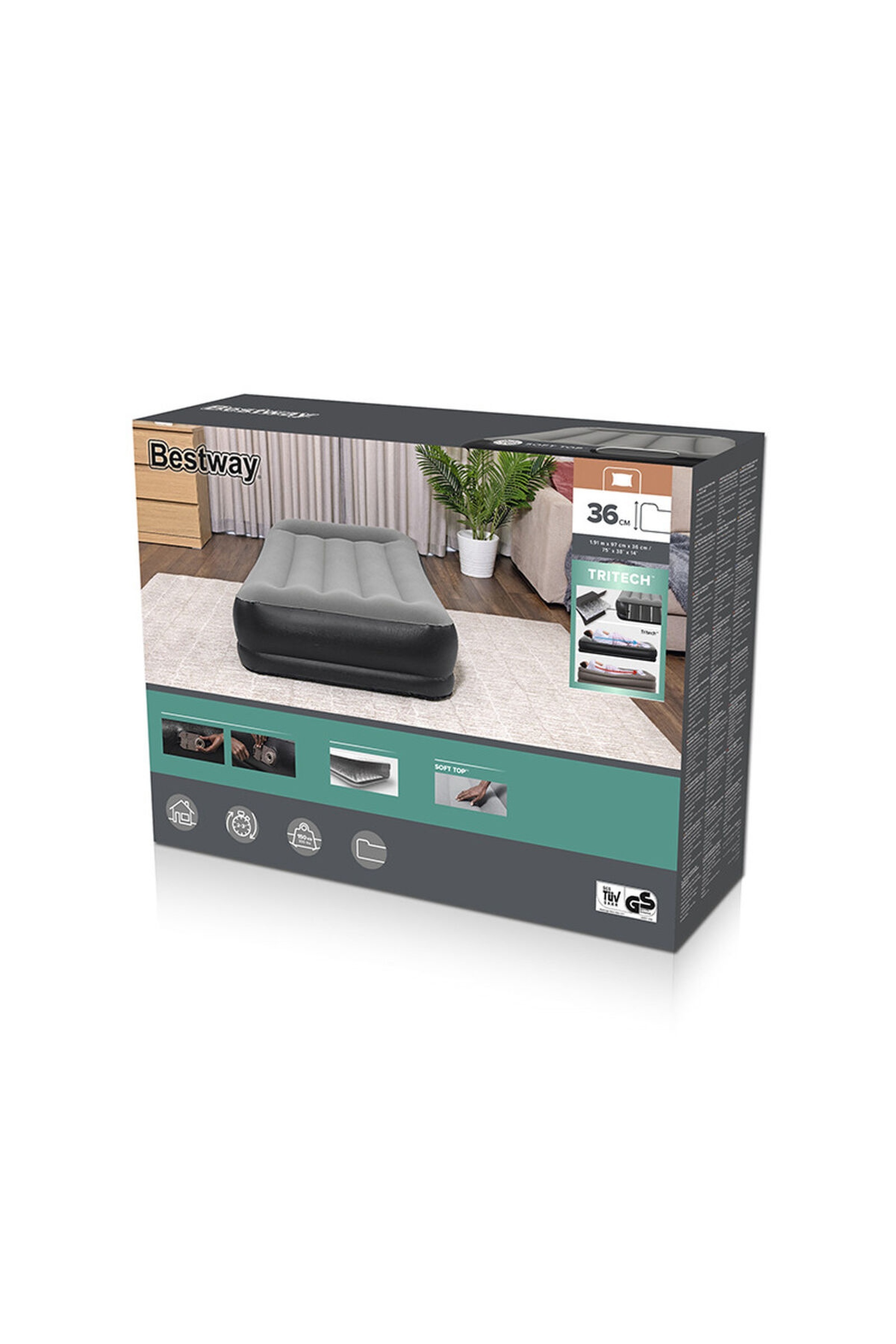 BESTWAY COLCHAO DE AR INDIVIDUAL TRITECH COM BOMBA ELETRICA INTEGRADA