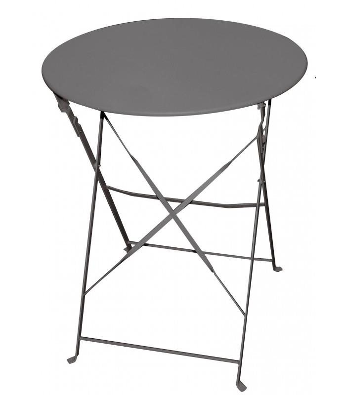 MESA DE JARDIM REDONDA DOBRÁVEL CINZA ESCURO