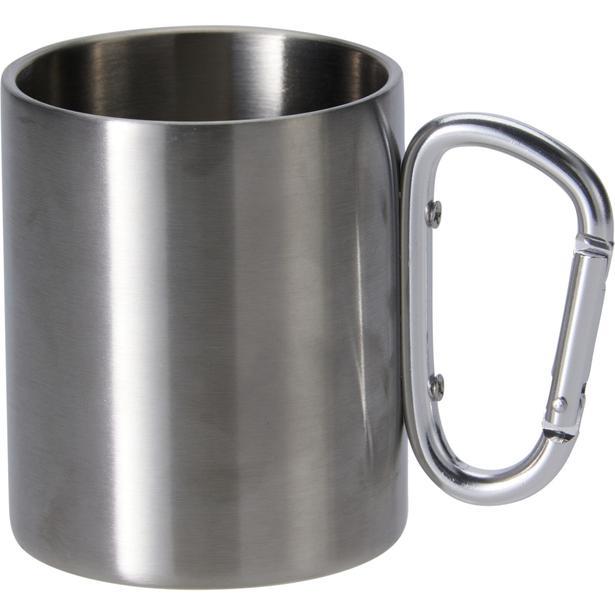 CANECA TÉRMICA EM INOX 300 ML COM MOSQUETÃO