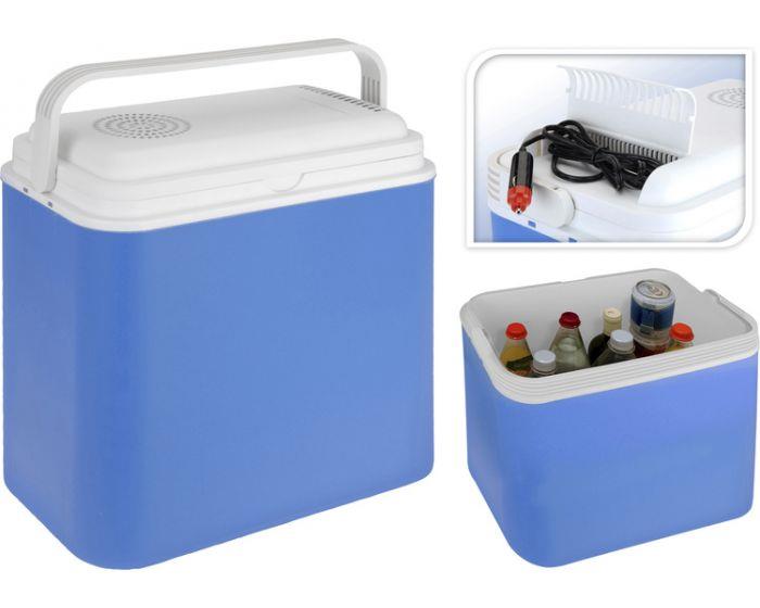 MALA TERMICA ELETRICA 24 L 12V.Com a sua capacidade de 24 L, esta geleira dar-lhe-á a oportunidade de transportar os seus alimentos, bem como as suas bebidas, mantendo-os frescos. Este cooler elétrico azul tem uma tampa branca com alça.