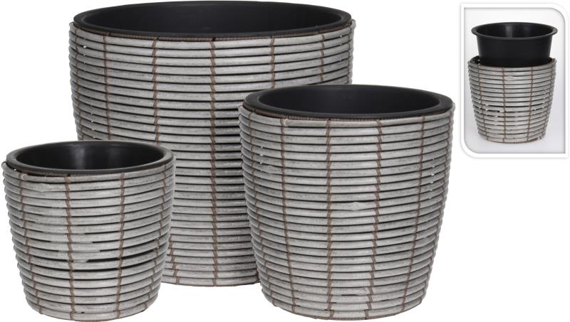 VASO REDONDO POLYRATAN CINZA L