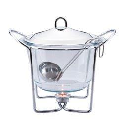 RECHAUD VIDRO PARA SOPA 4 L COM TAMPA INOX